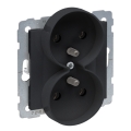 Legrand - Διπλή επιτοίχια πρίζα χωρίς πλαίσιο SUNO 250V/16A, μαύρη