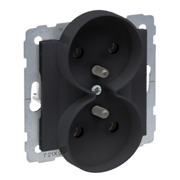 Legrand - Διπλή επιτοίχια πρίζα χωρίς πλαίσιο SUNO 250V/16A, μαύρη