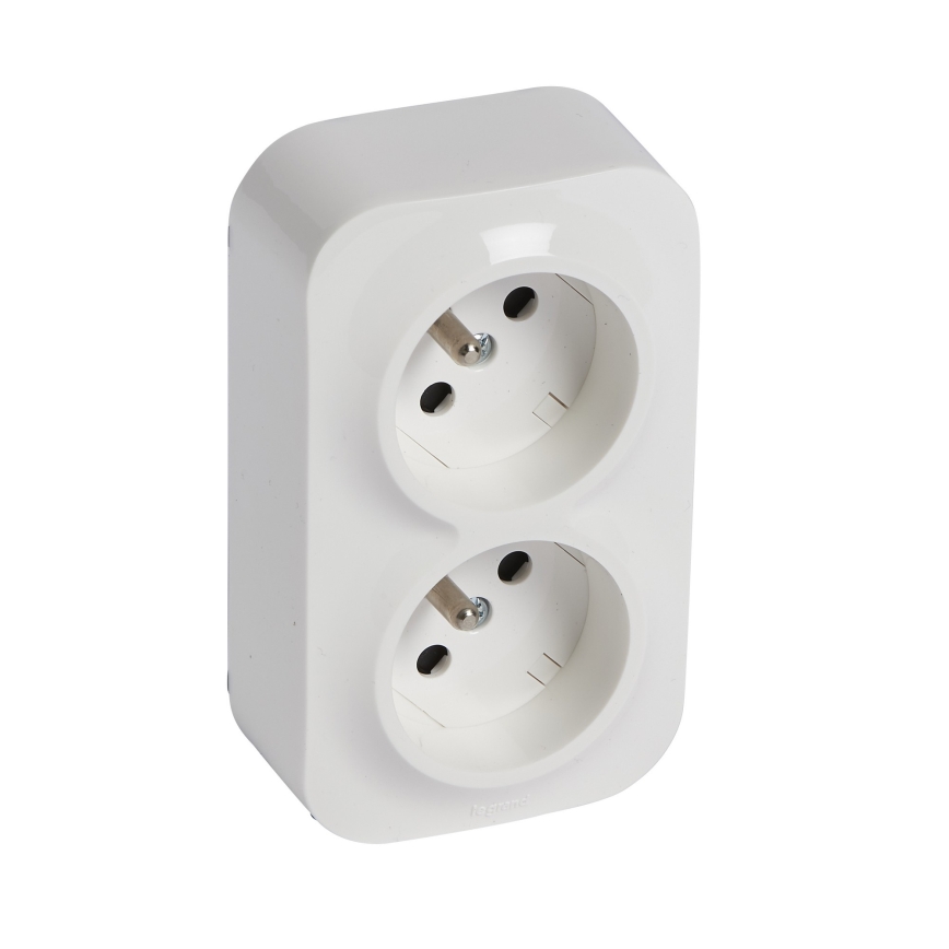 Legrand - Διπλή επιτοίχια οικιακή πρίζα FORIX 250V λευκή