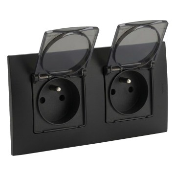 Legrand - Διπλή εξωτερική πρίζα NILOE 250V IP44 μαύρη