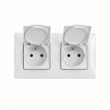 Legrand - Διπλή εξωτερική οικιακή πρίζα με πλαίσιο NILOE 250V IP44 λευκή
