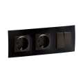 Legrand - Διπλή οικιακή πρίζα SCHUKO και διπλός σειριακός διακόπτης αρ. 5 με πλαίσιο NILOE 250V λευκό