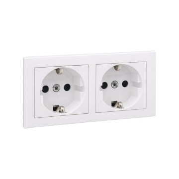 Legrand - Διπλή οικιακή πρίζα SCHUKO με πλαίσιο SUNO 250V λευκή