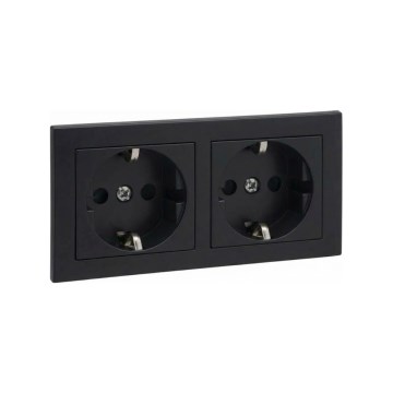 Legrand - Διπλή οικιακή πρίζα SCHUKO με πλαίσιο SUNO 250V μαύρη