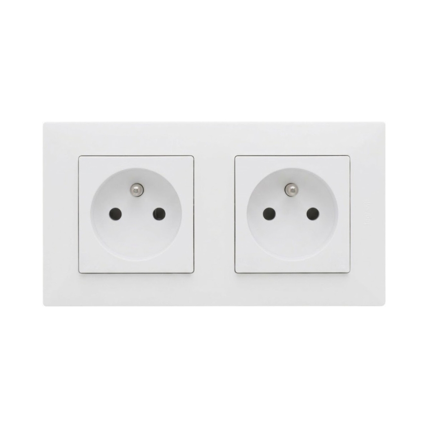 Legrand - Διπλή οικιακή πρίζα με πλαίσιο NILOE STEP 250V λευκή