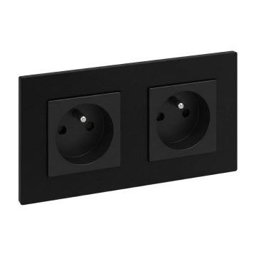 Legrand - Διπλή οικιακή πρίζα με πλαίσιο NILOE STEP 250V μαύρη