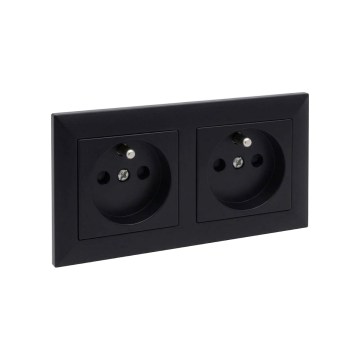 Legrand - Διπλή οικιακή πρίζα με πλαίσιο SUNO 250V μαύρη