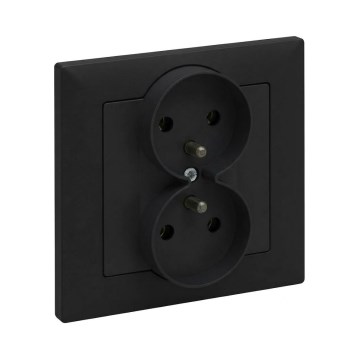 Legrand - Διπλή οικιακή πρίζα με πλαίσιο SUNO 250V μαύρη