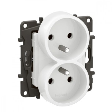 Legrand - Διπλή οικιακή πρίζα χωρίς πλαίσιο 250V/16A NILOE λευκή