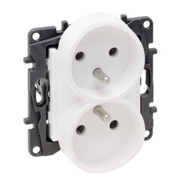 Legrand - Διπλή οικιακή πρίζα χωρίς πλαίσιο 250V/16A NILOE STEP λευκή