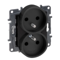 Legrand - Διπλή οικιακή πρίζα χωρίς πλαίσιο 250V/16A NILOE STEP μαύρη