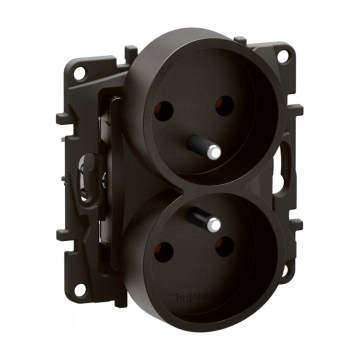 Legrand - Διπλή οικιακή πρίζα χωρίς πλαίσιο 250V/16A NILOE μαύρη