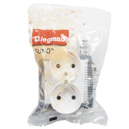 Legrand - Διπλή οικιακή πρίζα χωρίς πλαίσιο 250V/16A SUNO λευκή