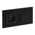 Legrand - Διπλός διακόπτης σκάλας 6+6 και οικιακή πρίζα με πλαίσιο NILOE STEP 250V μαύρο