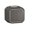 Legrand - Διπλός διακόπτης σκάλας αρ. 6+6 PLEXO IP55 ανθρακί