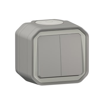 Legrand - Διπλός διακόπτης σκάλας αρ. 6+6 PLEXO IP55 γκρι