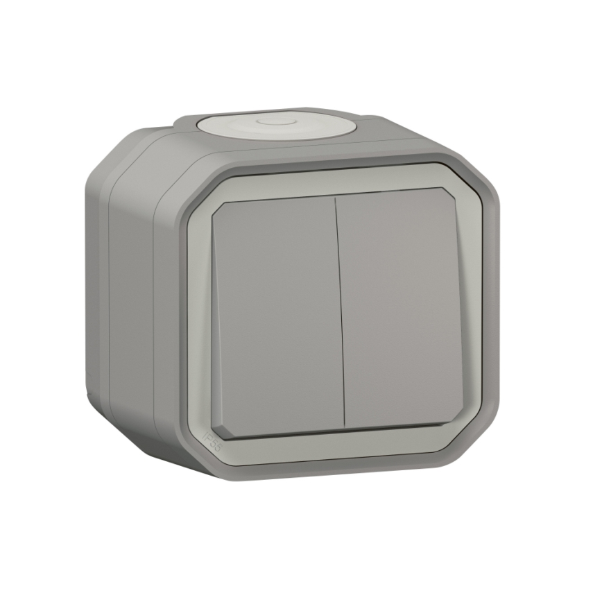 Legrand - Διπλός διακόπτης σκάλας αρ. 6+6 PLEXO IP55 γκρι