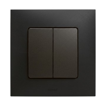 Legrand - Διπλός διακόπτης σκάλας č. 6+6 με πλαίσιο NILOE μαύρο
