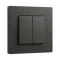 Legrand - Διπλός διακόπτης σκάλας με πλαίσιο αρ. 6+6 NILOE STEP μαύρος