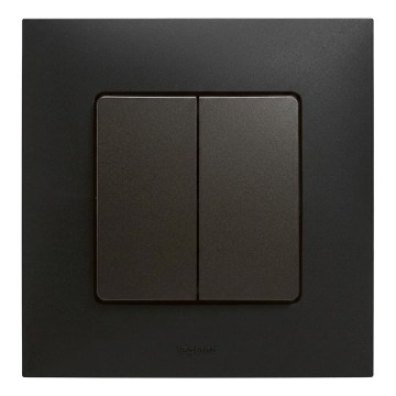 Legrand - Διπλός διακόπτης σκάλας με πλαίσιο αρ. 6+6 NILOE, μαύρος