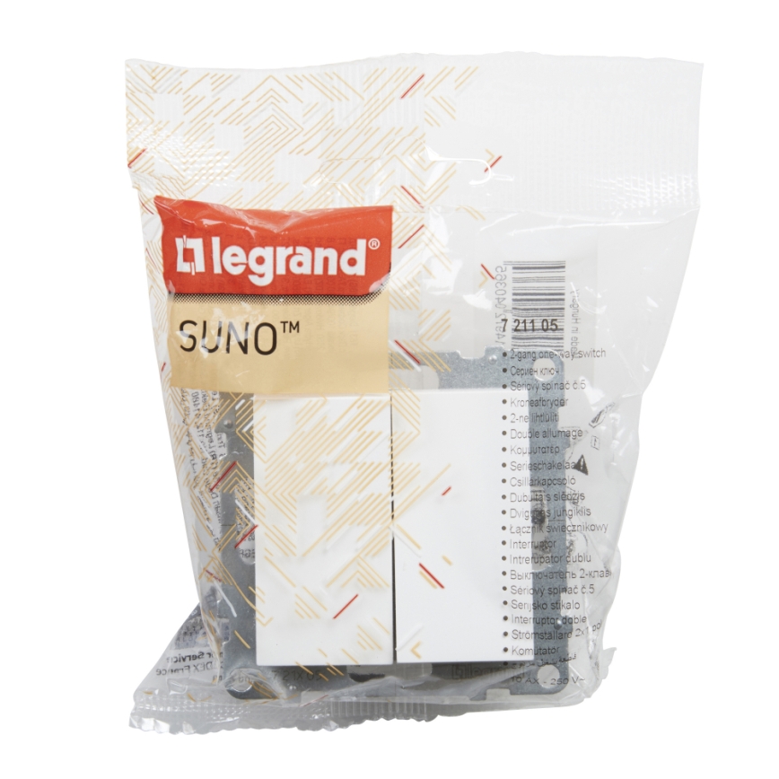 Legrand - Διπλός διακόπτης SUNO χωρίς πλαίσιο, αρ. 5, σε λευκό