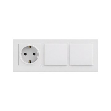 Legrand - Διπλός μονοπολικός διακόπτης αρ. 1 και οικιακή πρίζα SCHUKO με πλαίσιο NILOE STEP 250V σε λευκό