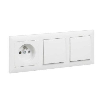 Legrand - Διπλός μονοπολικός διακόπτης αρ. 1 και οικιακή πρίζα με πλαίσιο SUNO 250V λευκό
