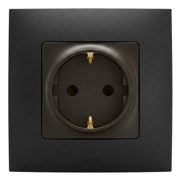 Legrand - Οικιακή πρίζα SCHUKO 250V/16A NILOE με πλαίσιο, μαύρη