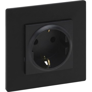 Legrand - Οικιακή πρίζα SCHUKO με πλαίσιο 250V/16A NILOE STEP μαύρη