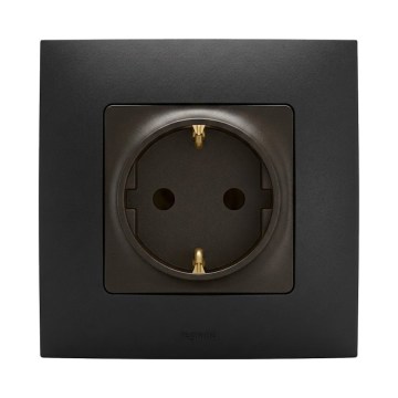 Legrand - Οικιακή πρίζα SCHUKO με πλαίσιο NILOE 250V μαύρη