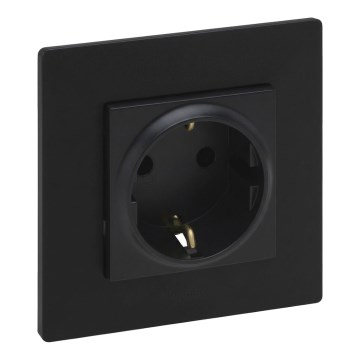 Legrand - Οικιακή πρίζα SCHUKO με πλαίσιο NILOE STEP 250V μαύρη