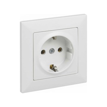 Legrand - Οικιακή πρίζα SCHUKO με πλαίσιο SUNO 250V λευκή