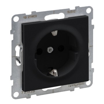 Legrand - Οικιακή πρίζα SCHUKO χωρίς πλαίσιο SUNO 250V μαύρη
