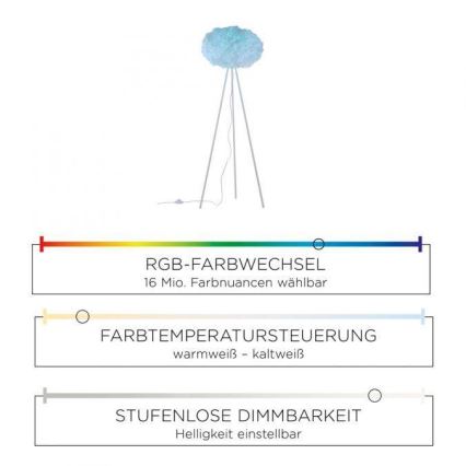 Leuchten Direkt 11212-16 - LED RGBW Επιδαπέδια λάμπα dimming NAOMI LED/10W/230V 2700-5000K Wi-Fi TUYA + τηλεχειριστήριο