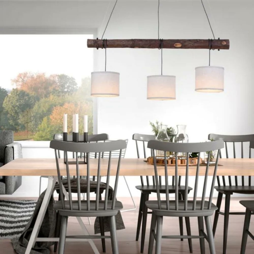 Leuchten Direkt 11238-79 - Κρεμαστό φωτιστικό οροφής ράγα BARK 3xE27/40W/230V ξύλο