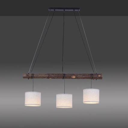 Leuchten Direkt 11238-79 - Φωτιστικό οροφής με καλώδιο BARK 3xE27/40W/230V ξύλο
