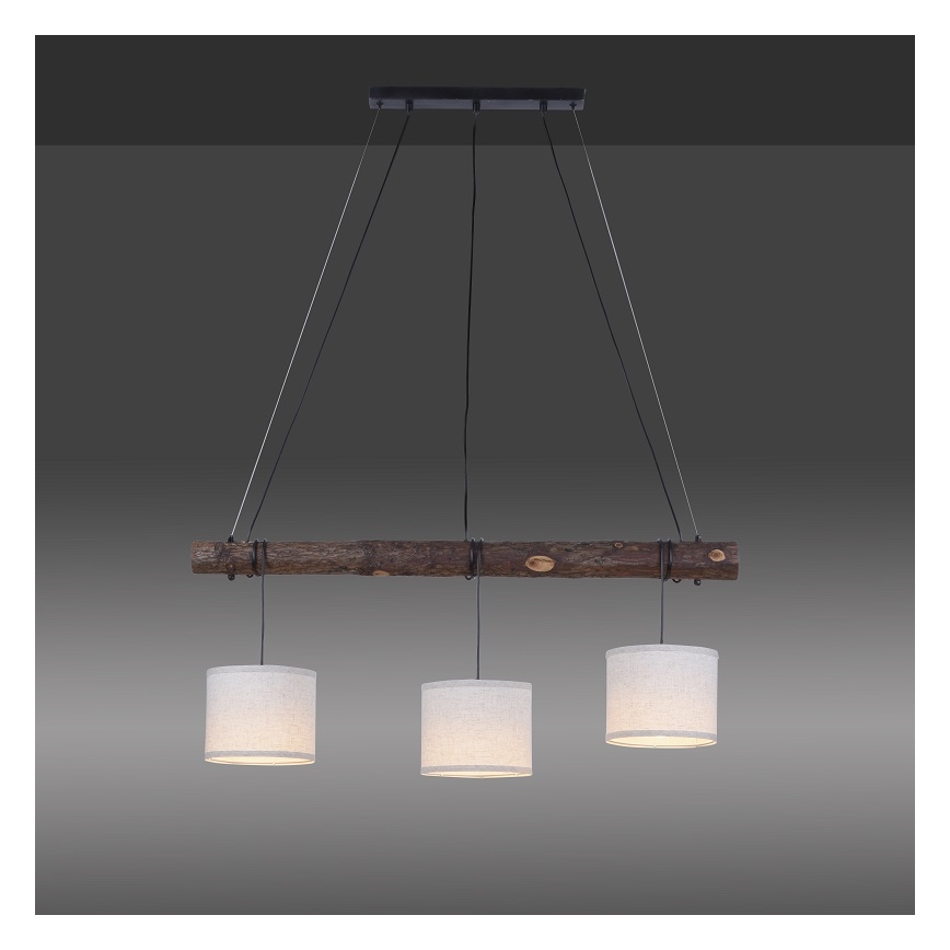 Leuchten Direkt 11238-79 - Φωτιστικό οροφής με καλώδιο BARK 3xE27/40W/230V ξύλο