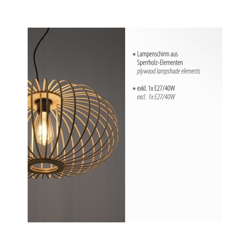 Leuchten Direkt 11409-79 - Κρεμαστό φωτιστικό οροφής RACOON 1xE27/40W/230V μπαμπού