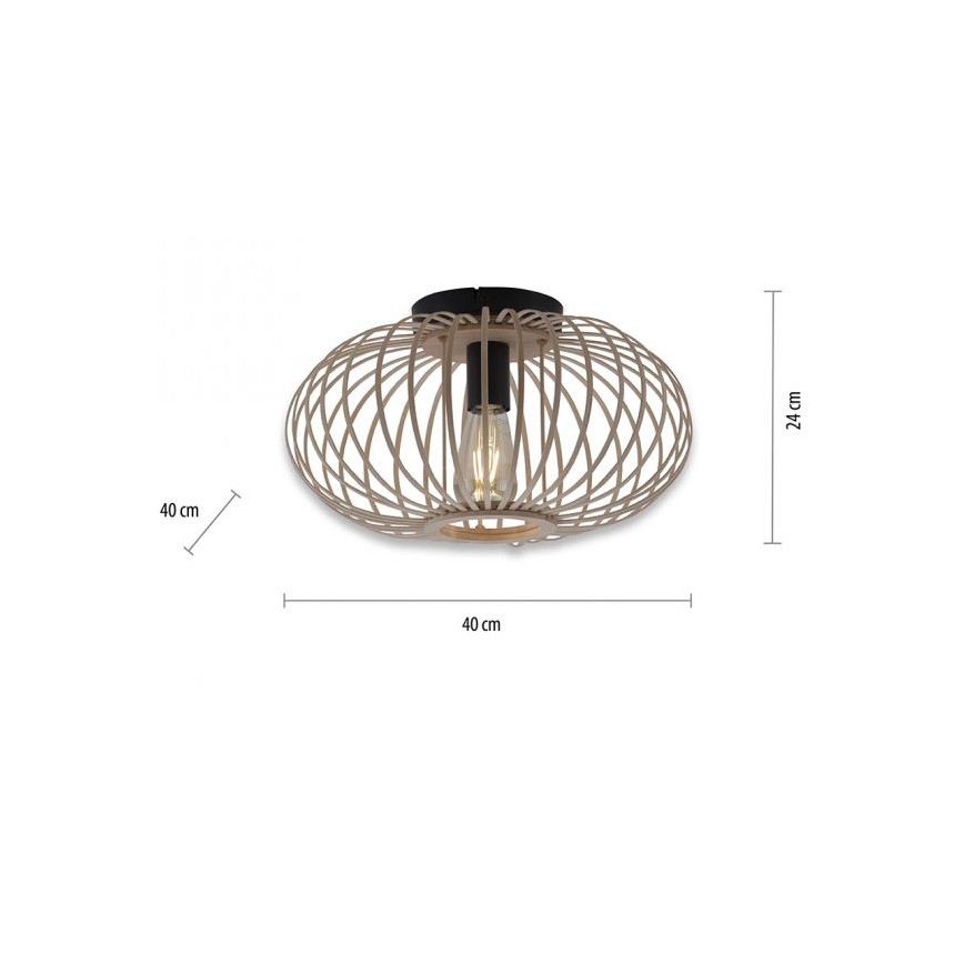 Leuchten Direkt 11410-79 - Πλαφονιέρα οροφής RACOON 1xE27/40W/230V διάμετρος 40 cm μπαμπού