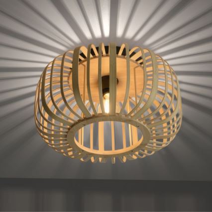 Leuchten Direkt 11412-79 - Επιτοίχιο φωτιστικό RACOON 1xE27/40W/230V διάμ. 40 εκ. μπαμπού