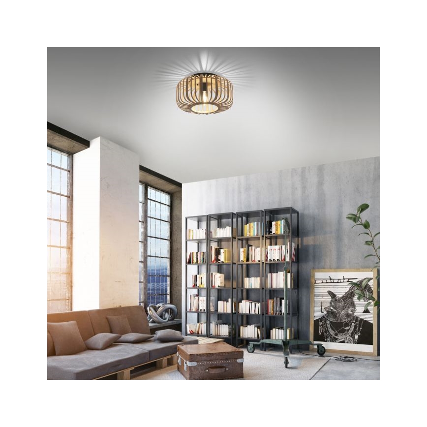 Leuchten Direkt 11412-79 - Πλαφονιέρα οροφής RACOON 1xE27/40W/230V διάμετρος 40 cm μπαμπού
