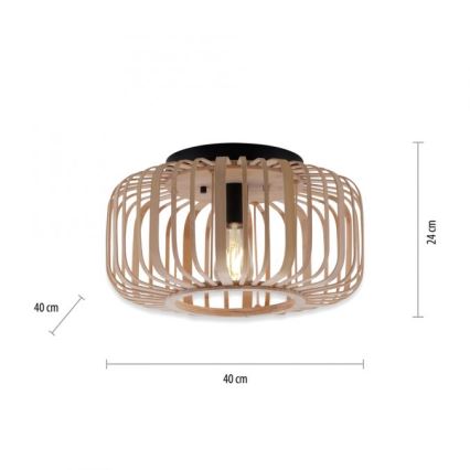 Leuchten Direkt 11412-79 - Πλαφονιέρα οροφής RACOON 1xE27/40W/230V διάμετρος 40 cm μπαμπού