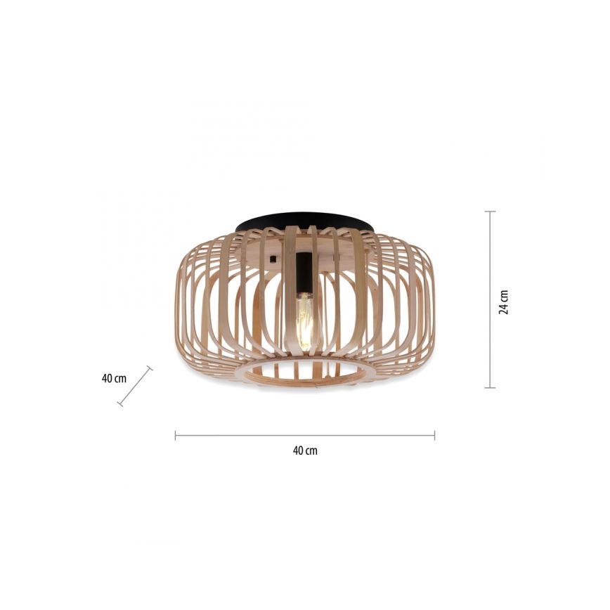 Leuchten Direkt 11412-79 - Πλαφονιέρα οροφής RACOON 1xE27/40W/230V διάμετρος 40 cm μπαμπού