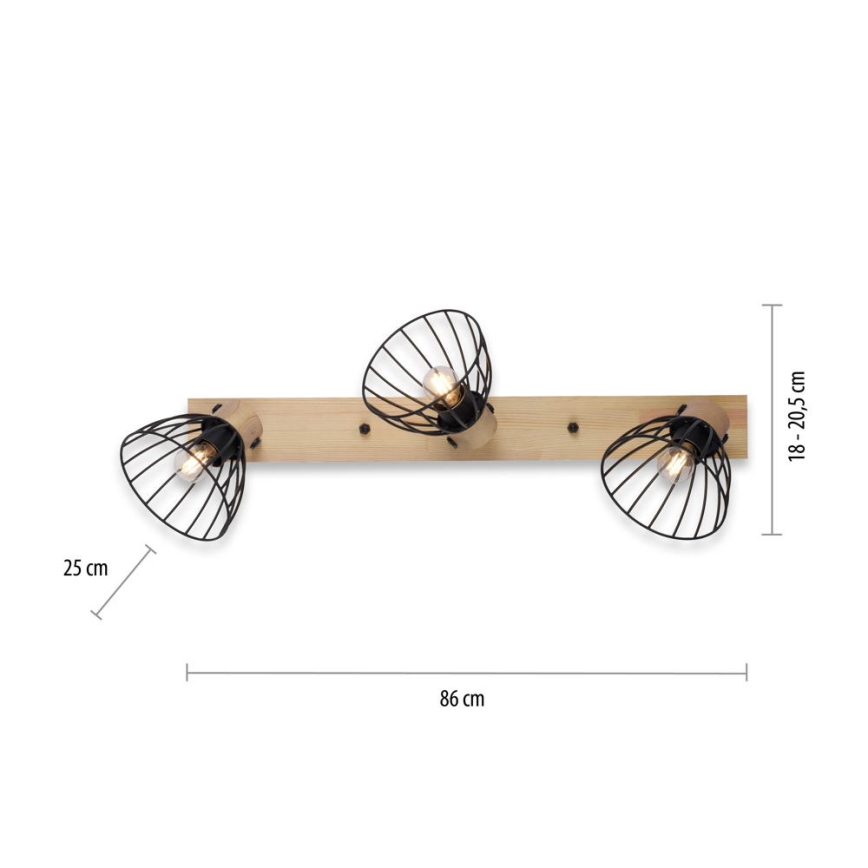Leuchten Direkt 11418-18 - Σποτ φωτιστικό LAMI 3xE27/25W/230V ακακία/μέταλλο