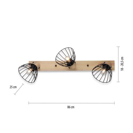 Leuchten Direkt 11418-18 - Φωτιστικό σποτ LAMI 3xE27/25W/230V ακακία/μέταλλο