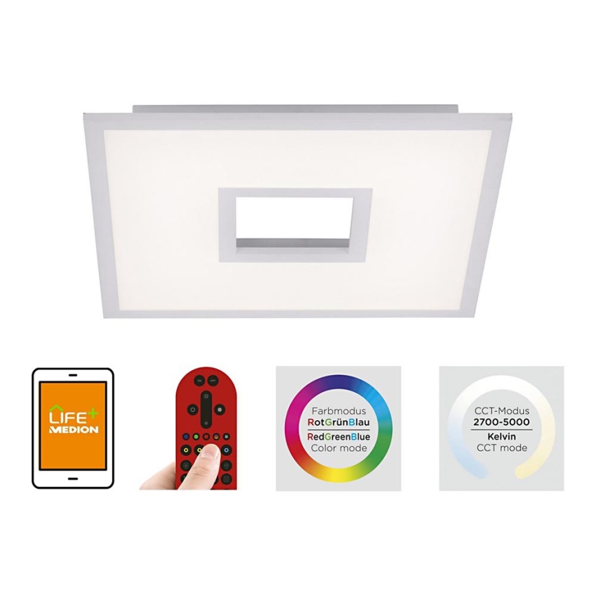 Leuchten Direkt 11645-16 - Ρυθμιζόμενο φωτιστικό οροφής LED RGB RECESS LED/22,5W/230V + LED/5W + τηλεχειριστήριο