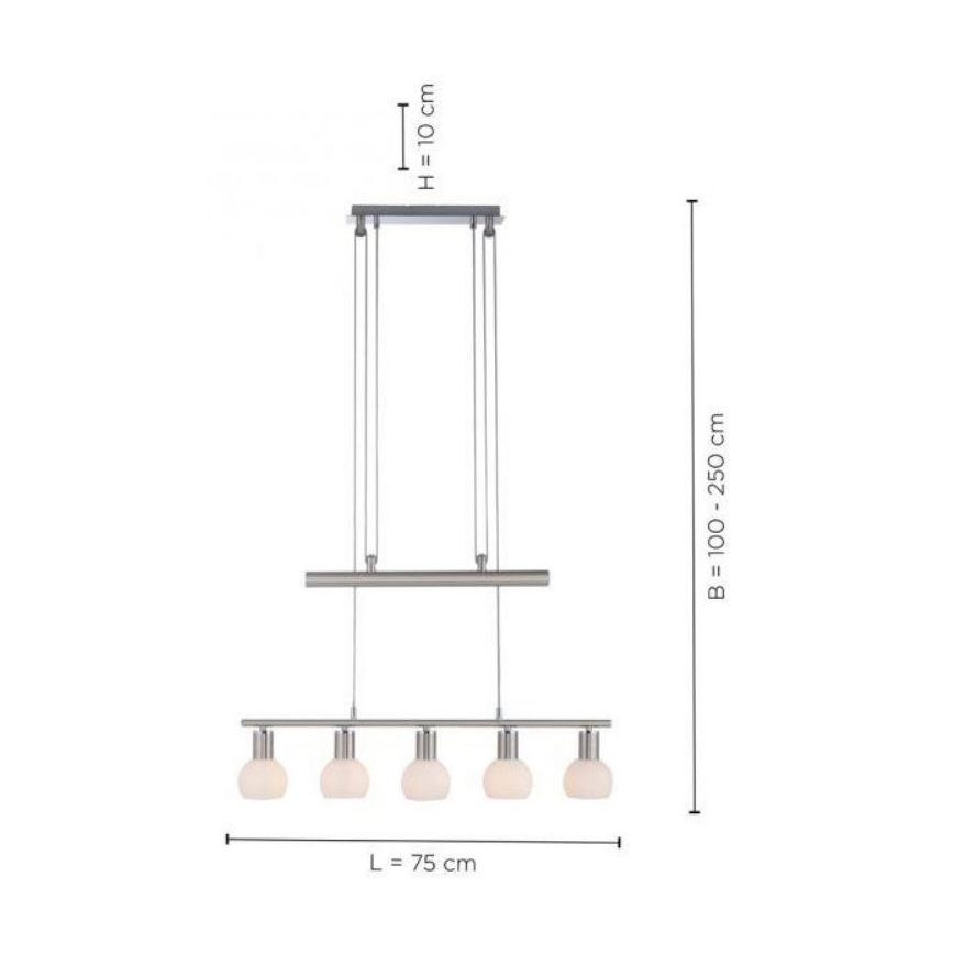 Leuchten Direkt 11939-55 - Πολύφωτο κρεμαστό ράγα BENEDIKT 5xE14/40W/230V