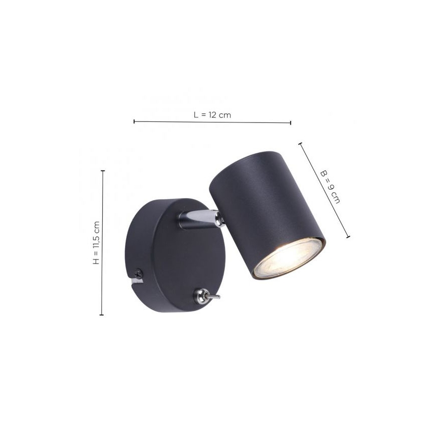 Leuchten Direkt 11941-13 - LED Επιτοίχιο σποτ TARIK 1xGU10/5W/230V μαύρο