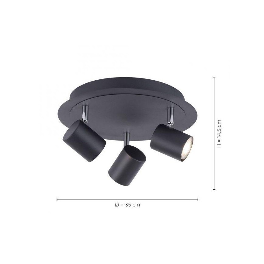 Leuchten Direkt 11943-13 - LED Σποτ με 3 φώτα TARIK 3xGU10/5W/230V ανθρακί