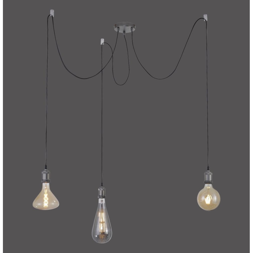 Leuchten Direkt 13571-18 - Κρεμαστό φωτιστικό οροφής DIY 3xE27/60W/230V spider μαύρο